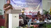 Bupati Kupang, Yosef Lede dalam pembukaan Musrenbangcam dan Peringatan 1 tahun kepemimpinan Bupati dan Wakil Bupati Kupang bertempat di Sekolah Lapangan Nekamese, Jumat (20/2-2026).
